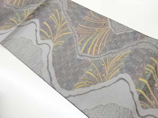 JAPANESE NAGOYA OBI / CHIKUZEN HAKATA / WOVEN WAVY STRIPE